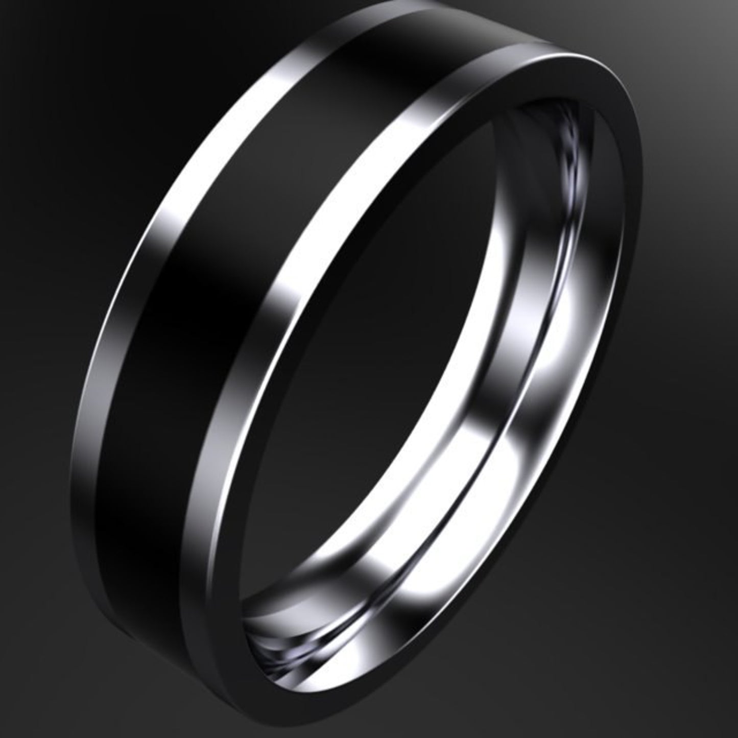 CATANIA Unique Men's Wedding Band in Platinum & Black Enamel, 4.5 mm Wide