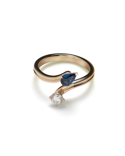 EROS & ANTEROS Blue Sapphire & Diamond Ring