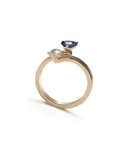 EROS & ANTEROS Blue Sapphire & Diamond Ring