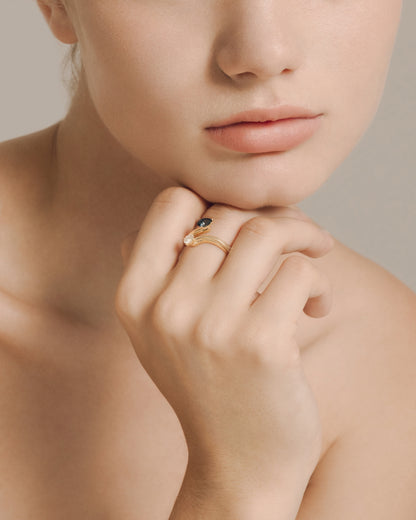 EROS & ANTEROS Blue Sapphire & Diamond Ring