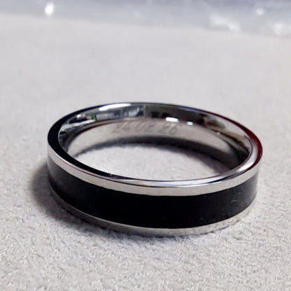 CATANIA Unique Men's Wedding Band in Platinum & Black Enamel, 4.5 mm Wide
